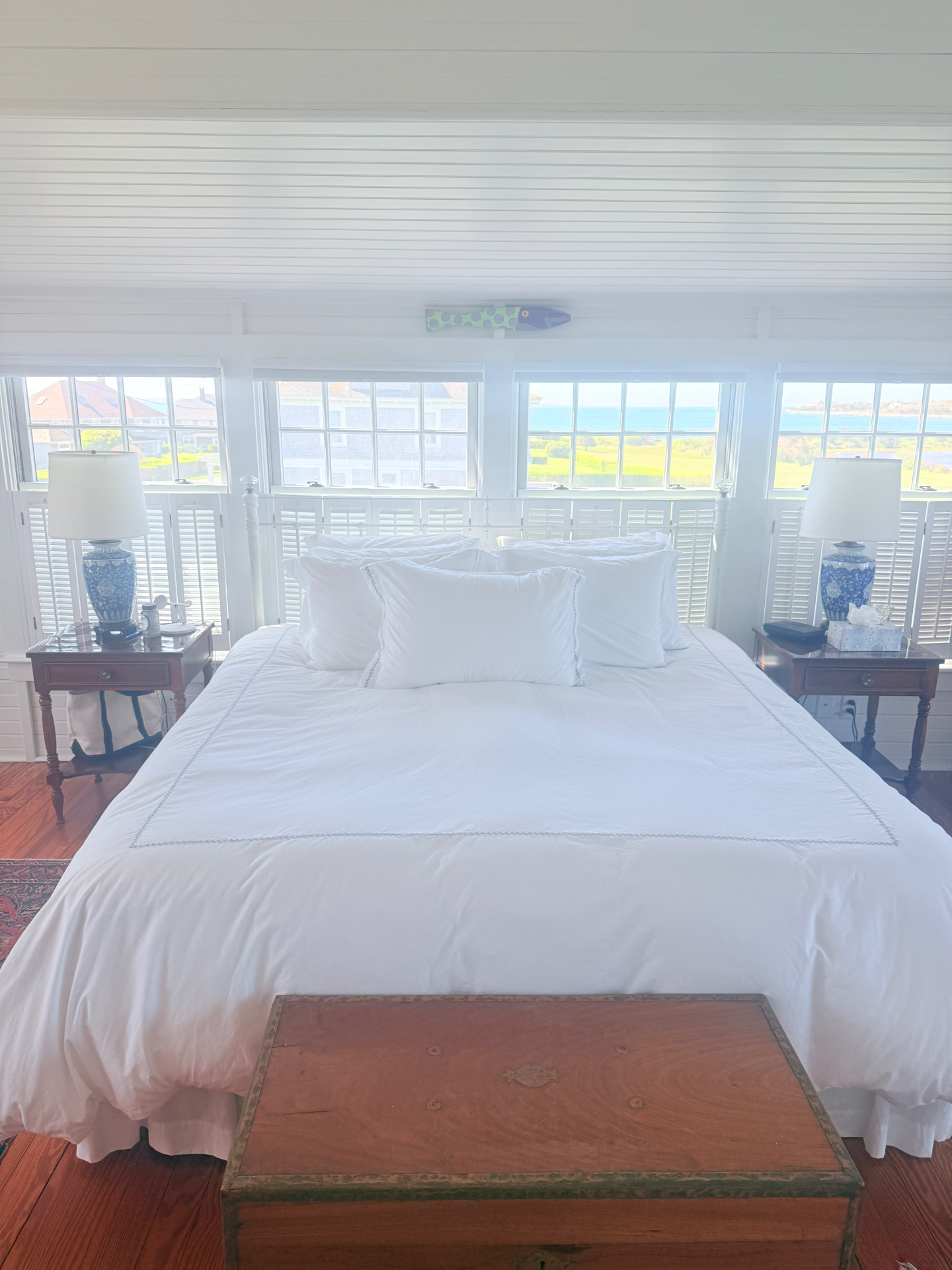 A peaceful coastal bedroom, freshly cleaned