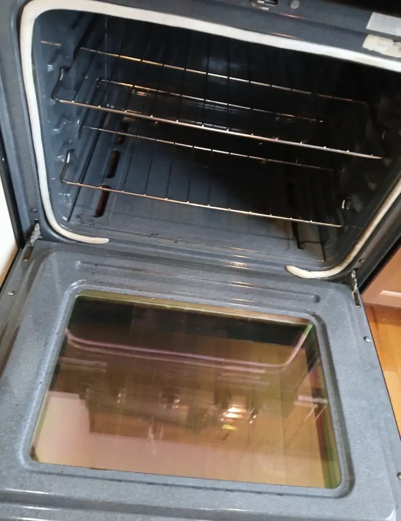 Oven interior before and after a deep clean